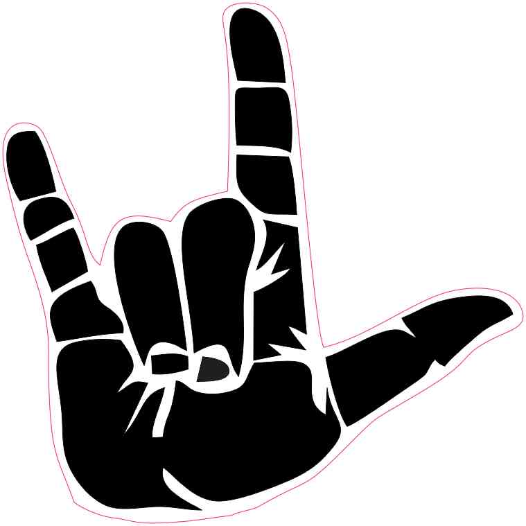 5in x 5in ASL Sign Language I Love You Bumper Sticker Decal Window Stickers D...