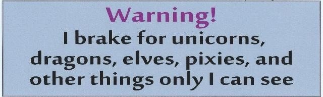 Purple I Brake for Unicorns Bumper Sticker