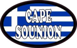 Oval Greek Flag Cape Sounion Sticker