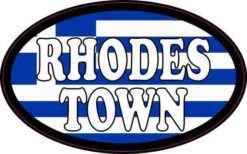 Oval Greek Flag Rhodes Town Sticker