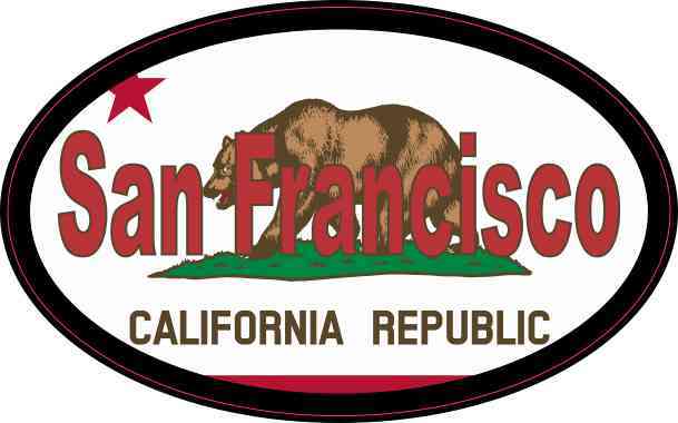 Oval Californian Flag San Francisco Sticker