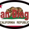 Oval Californian Flag San Diego Sticker