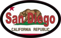 Oval Californian Flag San Diego Sticker