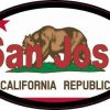 Oval Californian Flag San Jose Sticker