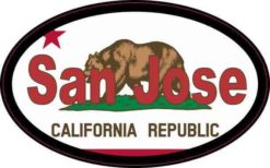 Oval Californian Flag San Jose Sticker