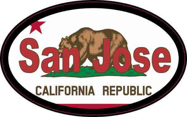 Oval Californian Flag San Jose Sticker