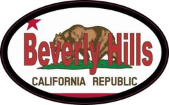 Oval Californian Flag Beverly Hills Sticker