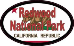 Oval Californian Flag Redwood National Park Sticker