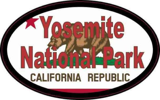 Oval Californian Flag Yosemite National Park Sticker