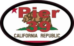 Oval Californian Flag Pier 39 Sticker