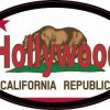 Oval Californian Flag Hollywood Sticker