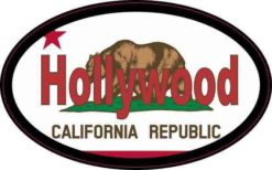 Oval Californian Flag Hollywood Sticker