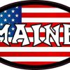 Oval American Flag Maine Sticker