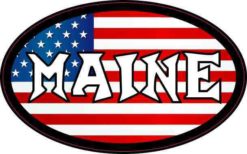 Oval American Flag Maine Sticker