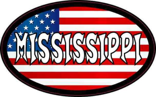 Oval American Flag Mississippi Sticker