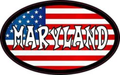 Oval American Flag Maryland Sticker