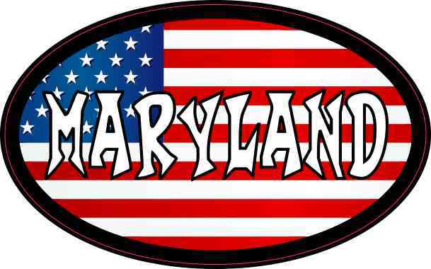 Oval American Flag Maryland Sticker