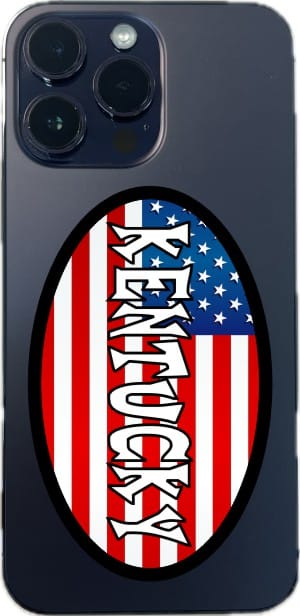 4in x 2.5in Oval American Flag Kentucky Sticker - Image 5