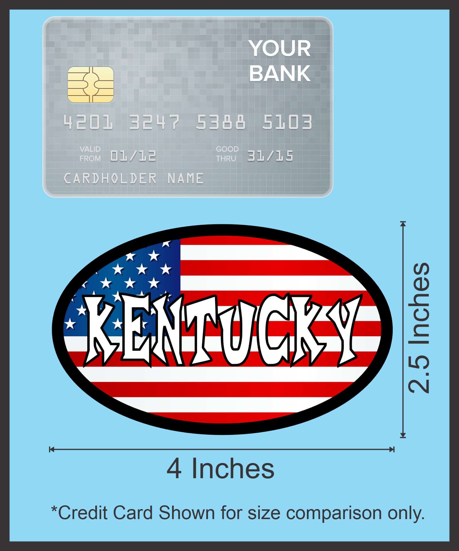 4in x 2.5in Oval American Flag Kentucky Sticker - Image 8