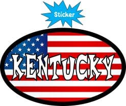 Alternative view of 4in x 2.5in Oval American Flag Kentucky Sticker