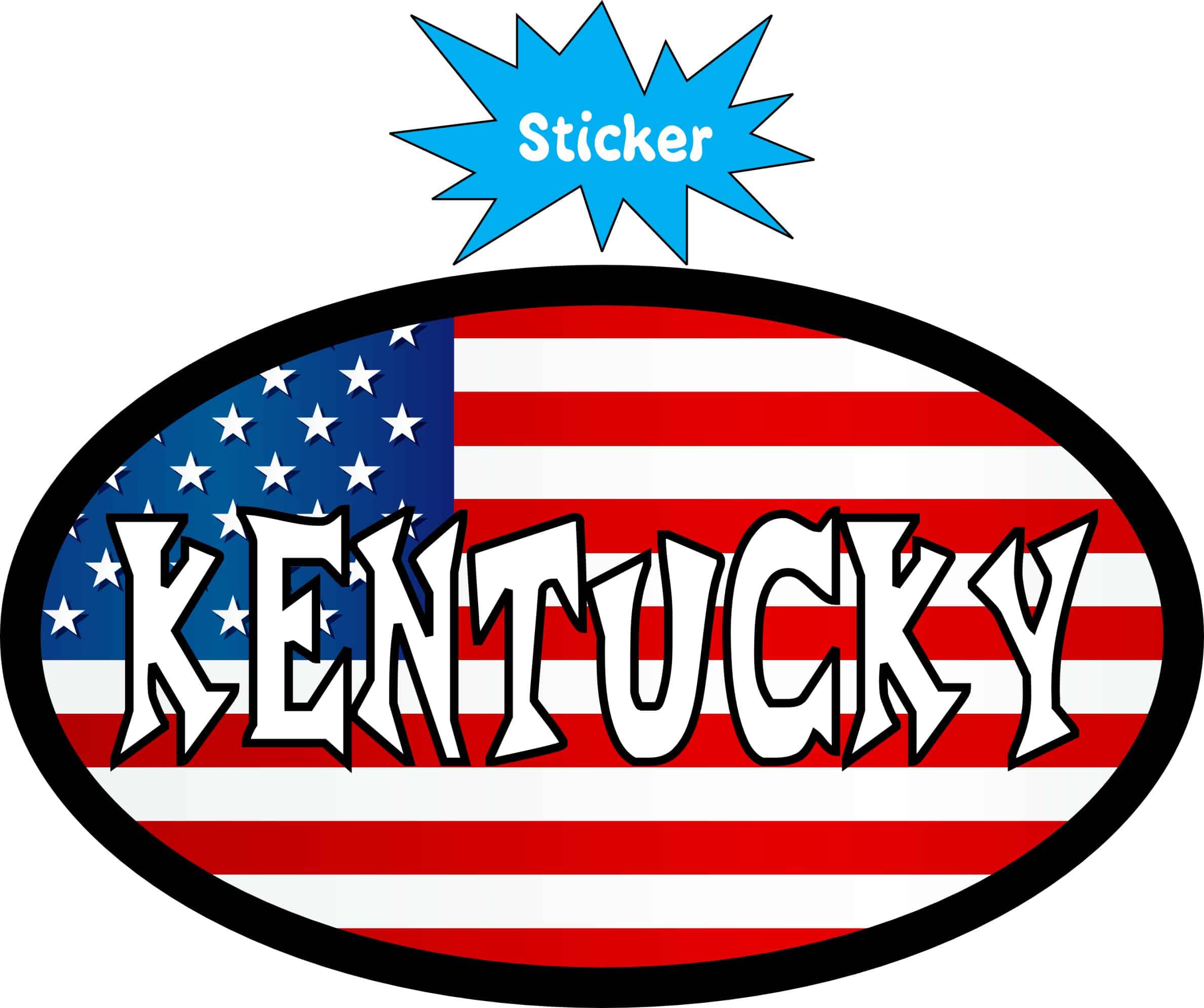 4in x 2.5in Oval American Flag Kentucky Sticker - Image 2