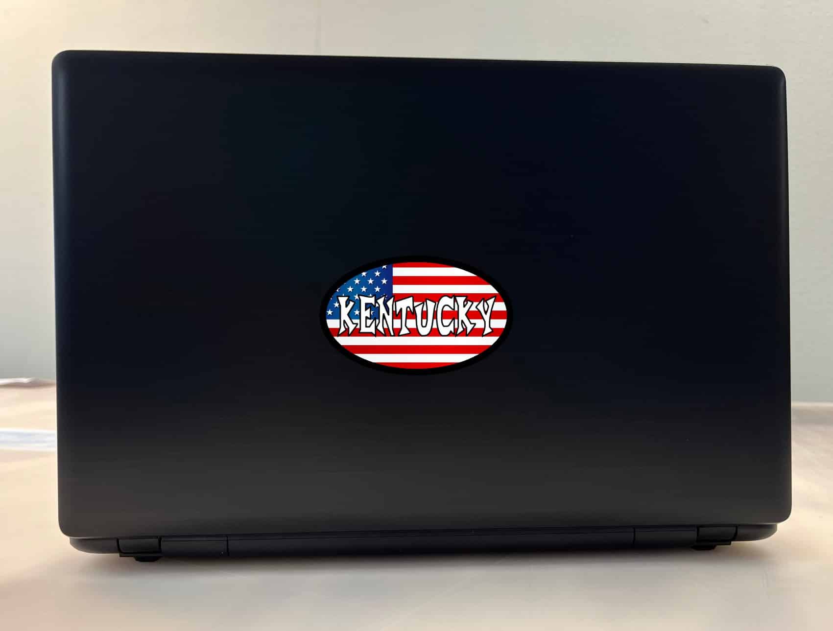 4in x 2.5in Oval American Flag Kentucky Sticker - Image 3