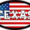 Oval American Flag Texas Sticker