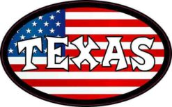 Oval American Flag Texas Sticker