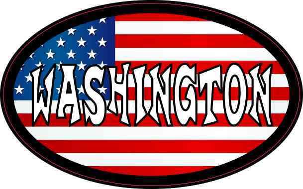 Oval American Flag Washington Sticker