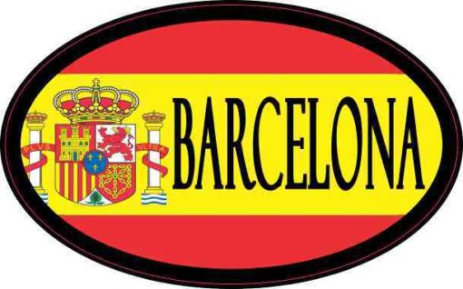 Oval Spanish Flag Barcelona Sticker