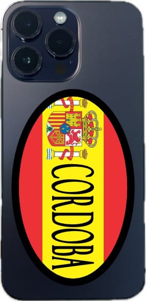 4in x 2.5in Oval Spanish Flag Cordoba Sticker - Image 4