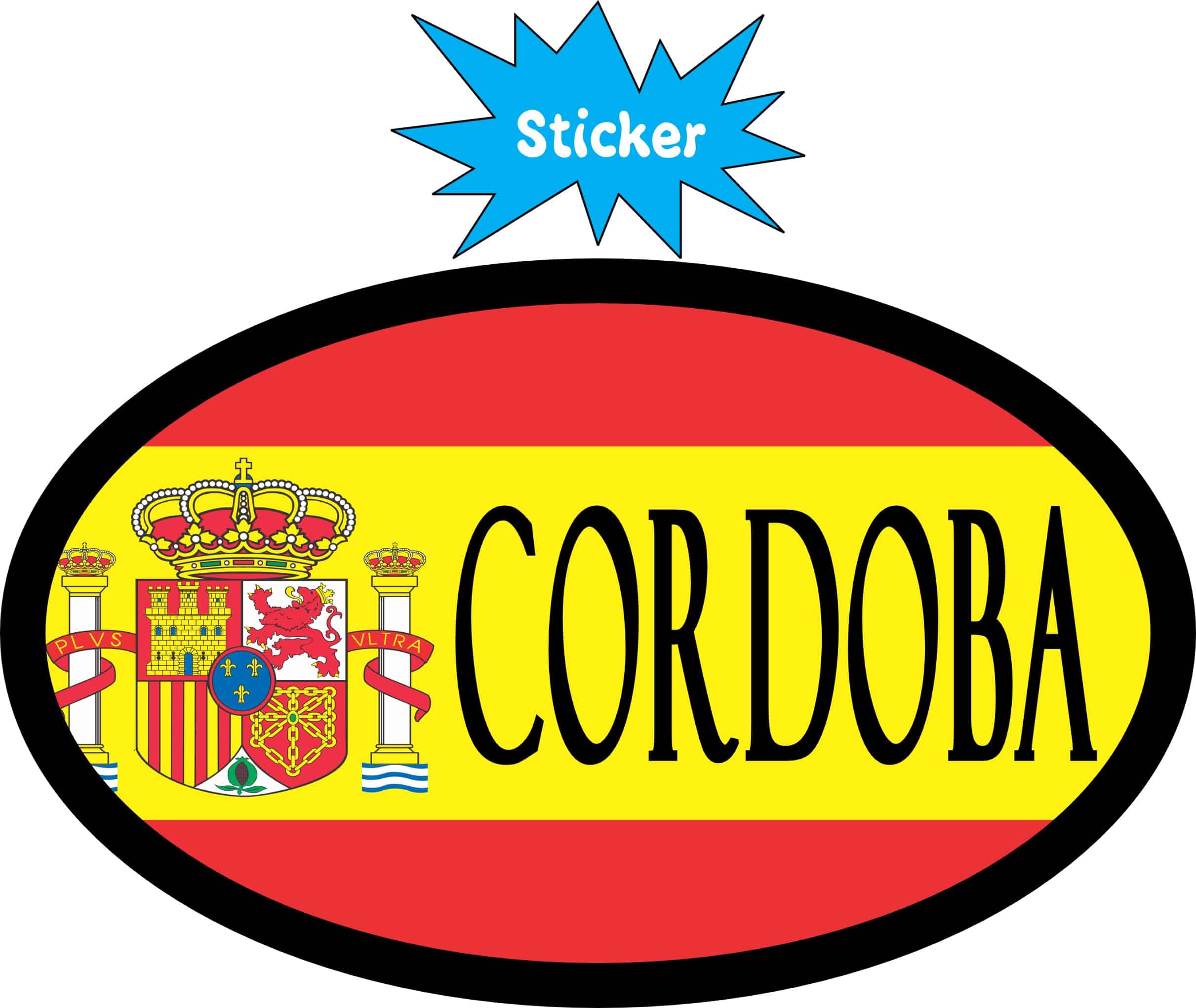 4in x 2.5in Oval Spanish Flag Cordoba Sticker - Image 2