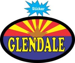 4in x 2.5in Oval Arizonan Flag Glendale Sticker