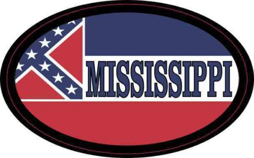 Flag Oval Mississippi Sticker