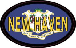 Oval Connecticut Flag New Haven Sticker