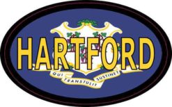 Oval Connecticut Flag Hartford Sticker