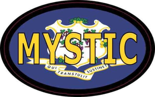 Oval Connecticut Flag Mystic Sticker