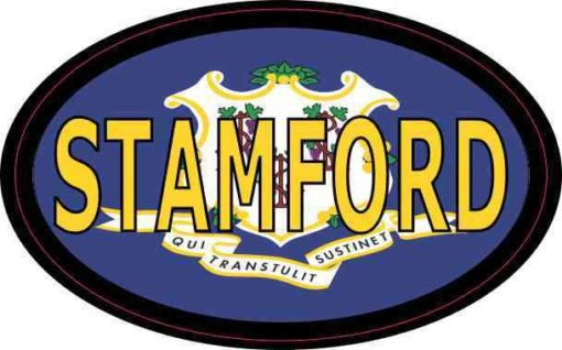 Oval Connecticut Flag Stamford Sticker
