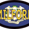 Oval Connecticut Flag Milford Sticker
