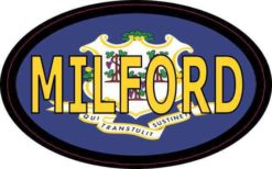 Oval Connecticut Flag Milford Sticker