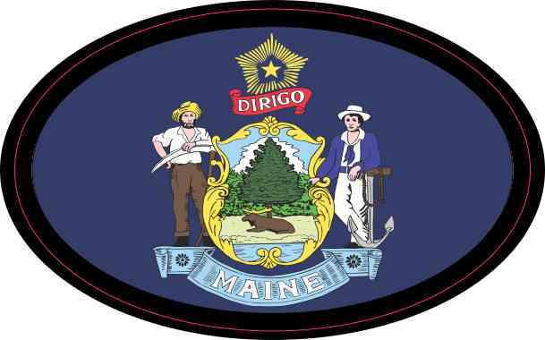 Flag Oval Maine Sticker