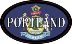 Oval Maine Flag Portland Sticker