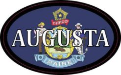 Oval Maine Flag Augusta Sticker
