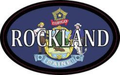 Oval Maine Flag Rockland Sticker
