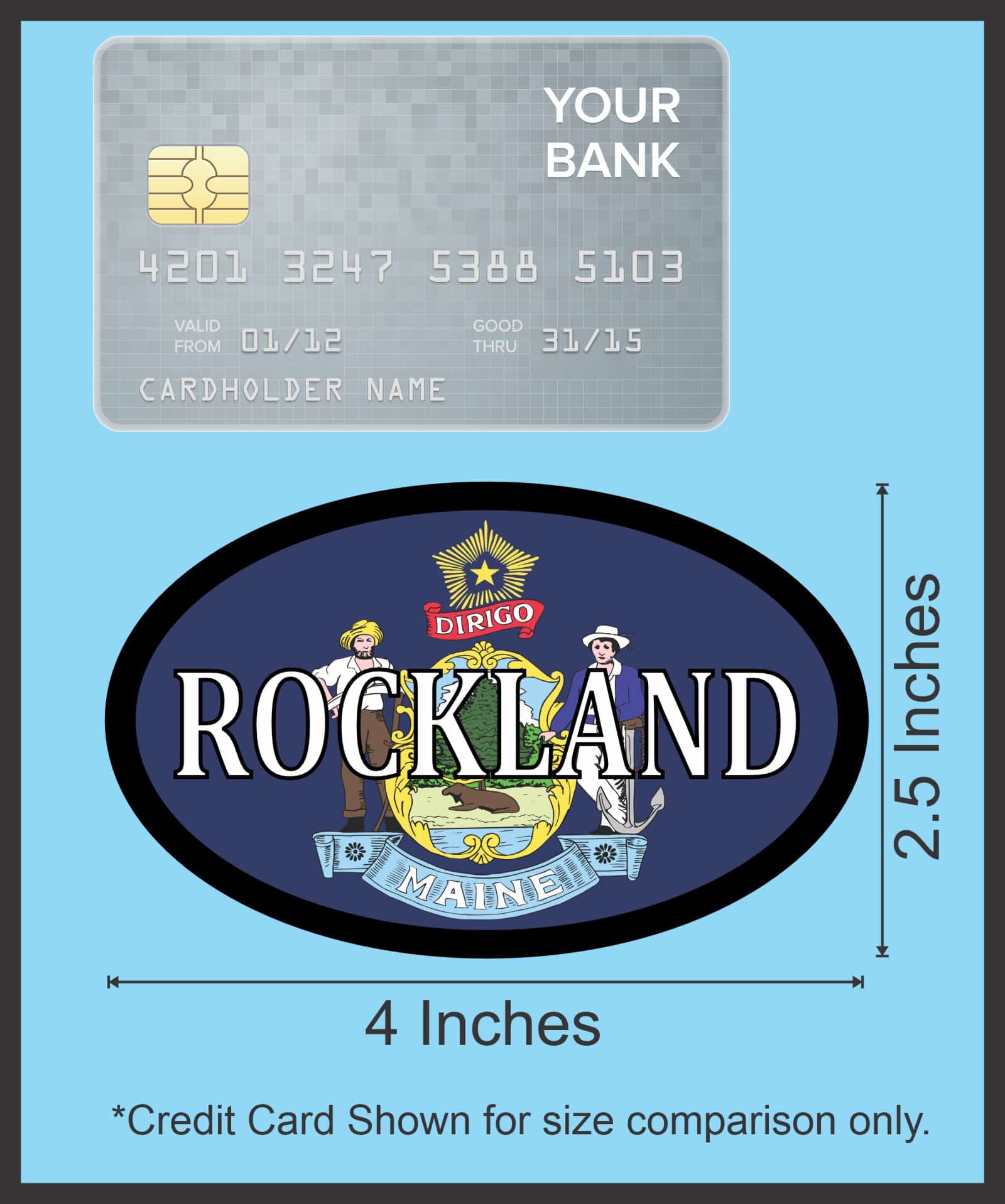 4in x 2.5in Oval Maine Flag Rockland Sticker - Image 6