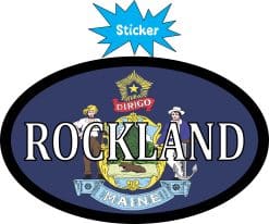Alternative view of 4in x 2.5in Oval Maine Flag Rockland Sticker