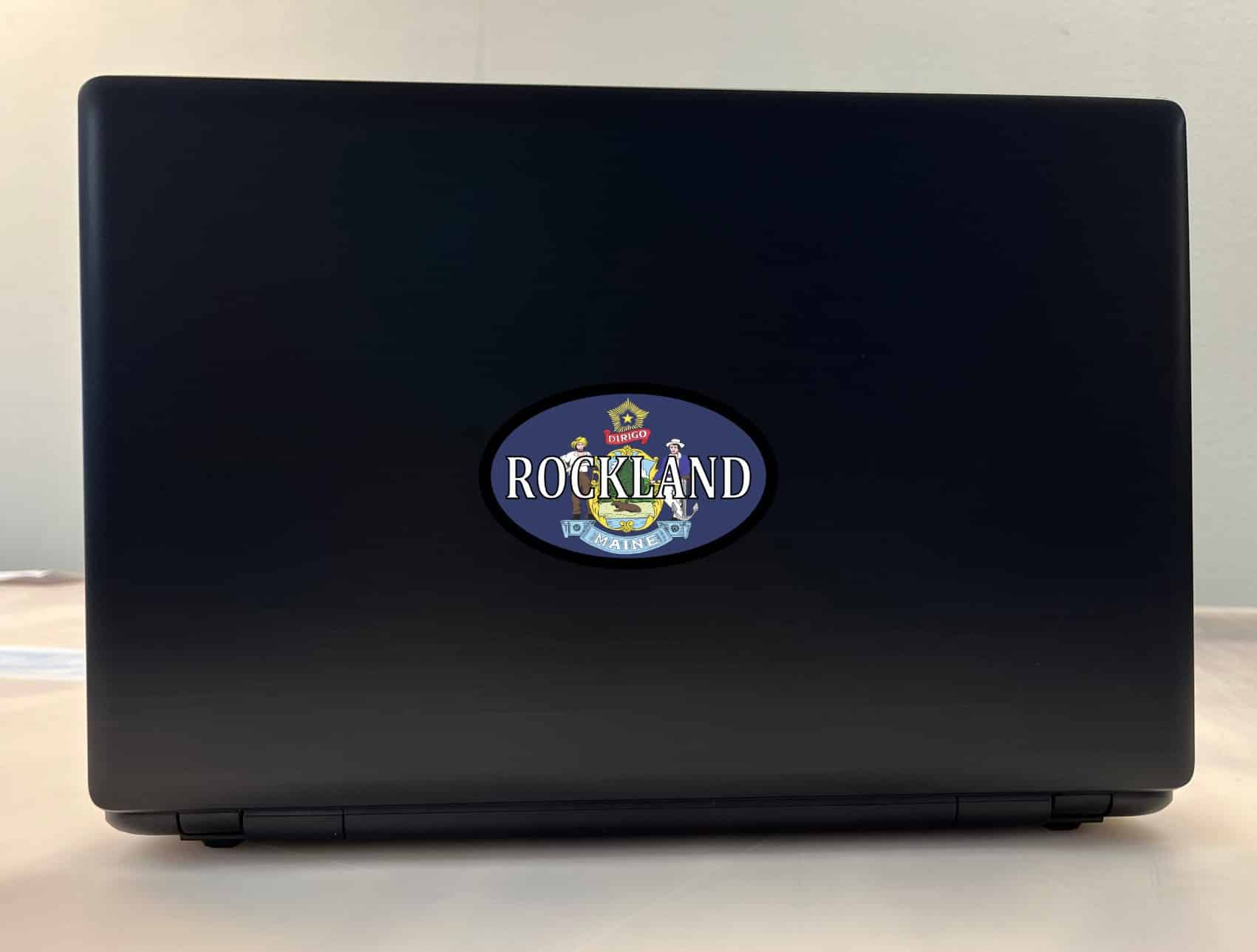 4in x 2.5in Oval Maine Flag Rockland Sticker - Image 3