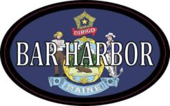 Oval Maine Flag Bar Harbor Sticker