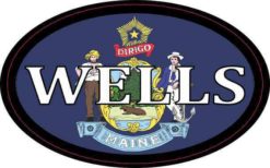 Oval Maine Flag Wells Sticker