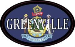 Oval Maine Flag Greenville Sticker